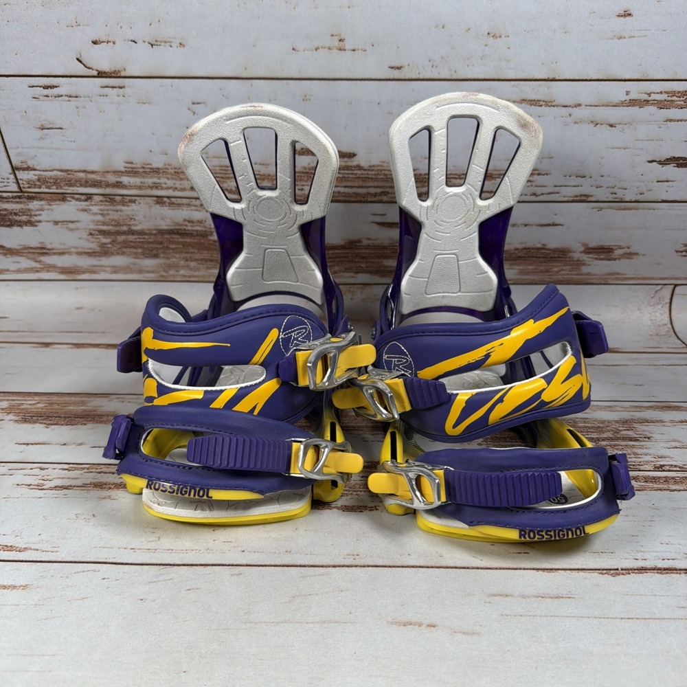 Rossignol 50SH Snowboard Bindings Purple Yellow Size Medium M Womens Freeride